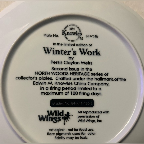 Vintage Bradford Exchange “Winters Work” Plate - Picture 2 of 3